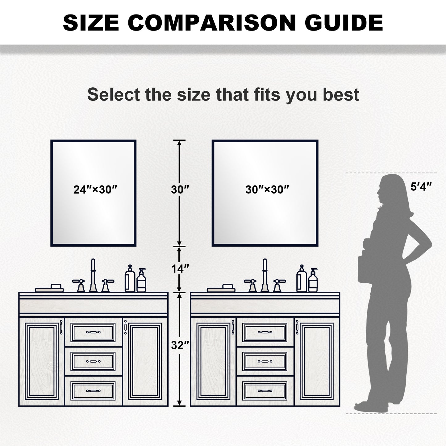 Nova 24 in. W x 30 in. H Rectangular Framed Wall Bathroom Vanity Mirror 2430MB-4