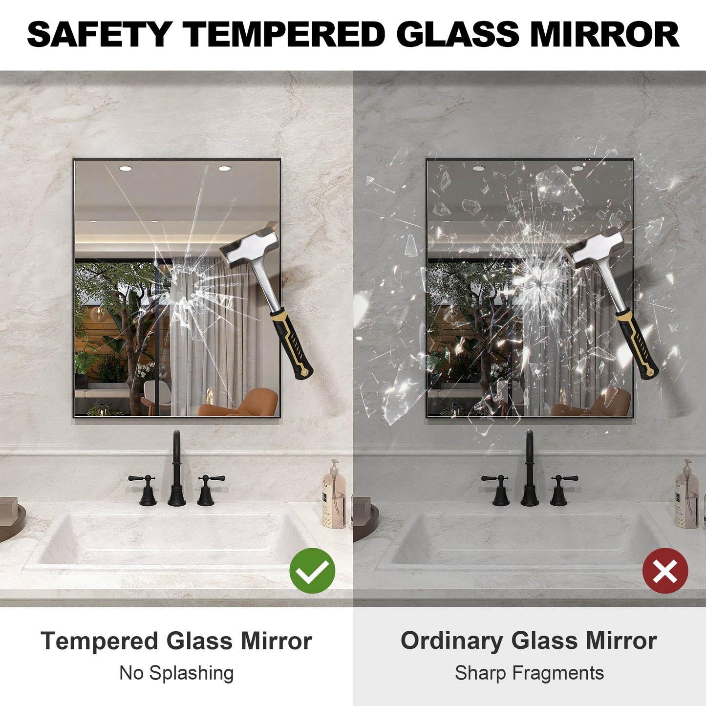 Nova 24 in. W x 30 in. H Rectangular Framed Wall Bathroom Vanity Mirror 2430MB-5