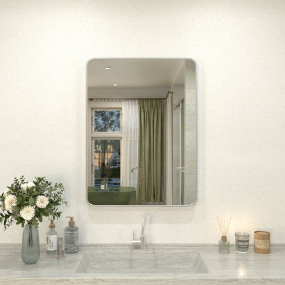 Kielo 24 in. W x 32 in. H Rectangular Framed Wall Bathroom Vanity Mirror in Matte Black Brushed Nickel 2432BN-1