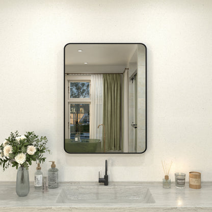 Kielo 24 in. W x 32 in. H Rectangular Framed Wall Bathroom Vanity Mirror in Matte Black