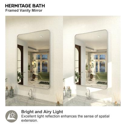 Zyphi 24 in. W x 36 in. H Rectangular Framed Wall Bathroom Vanity Mirror in Gun Grey