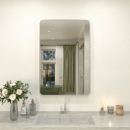 Zyphi 24 in. W x 36 in. H Rectangular Framed Wall Bathroom Vanity Mirror in Gun Grey