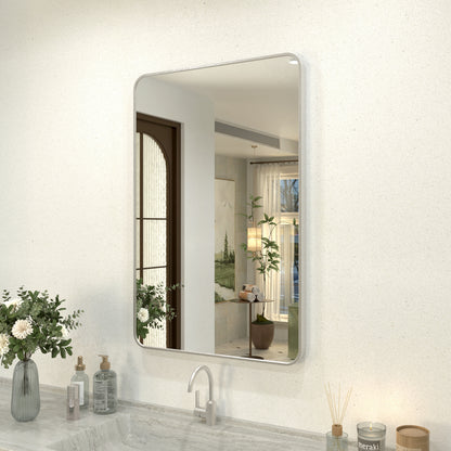 Zyphi 24 in. W x 36 in. H Rectangular Framed Wall Bathroom Vanity Mirror in Gun Grey