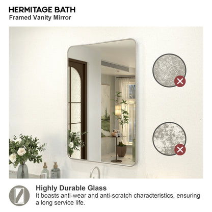 Zyphi 24 in. W x 36 in. H Rectangular Framed Wall Bathroom Vanity Mirror in Gun Grey