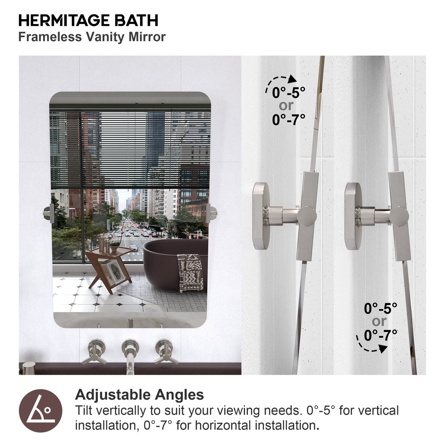 Yexee 24 in. W x 36 in. H Rectangular Framed Adjustable Tilt Wall-Mounted Bathroom Vanity Mirror 2436CR-5