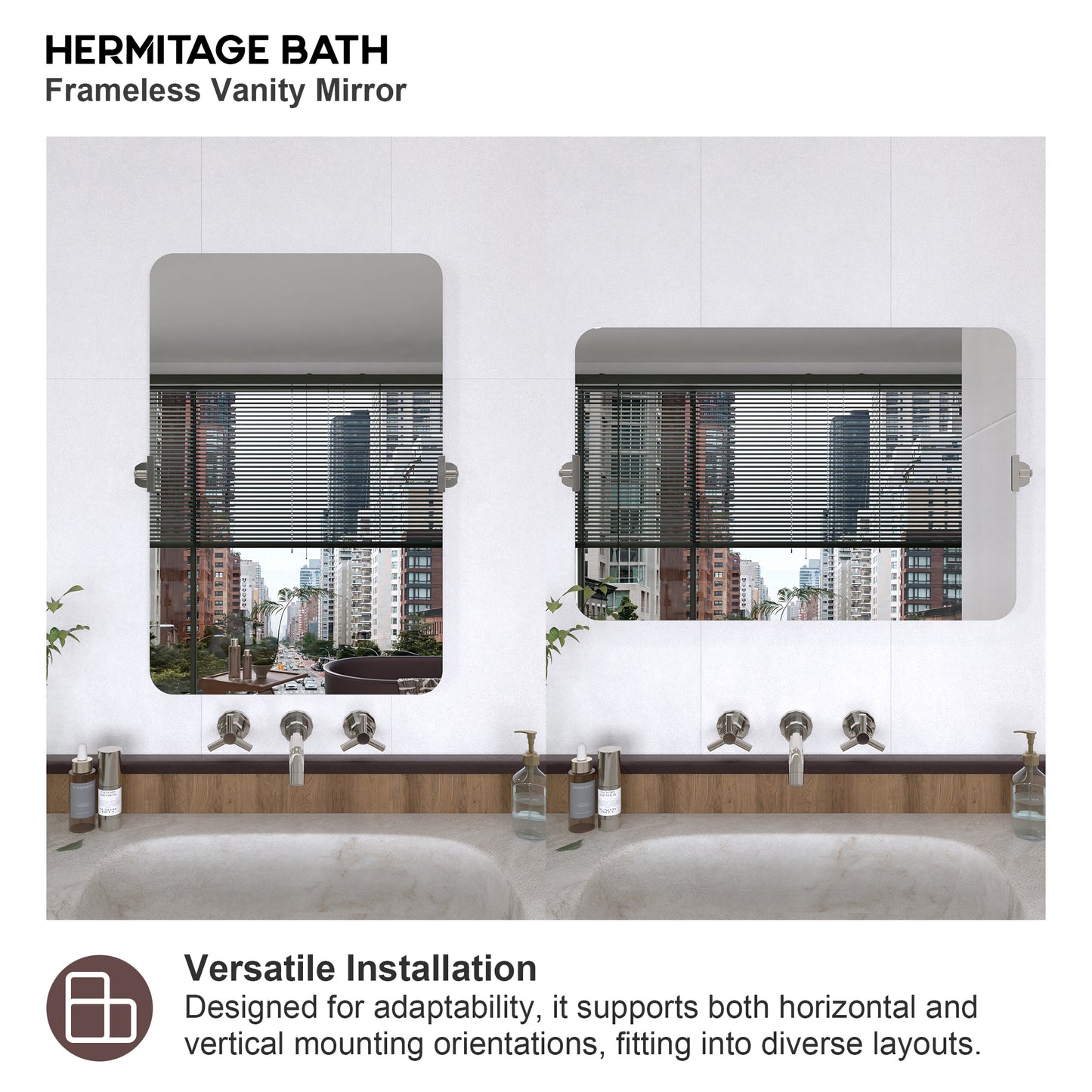 Yexee 24 in. W x 36 in. H Rectangular Framed Adjustable Tilt Wall-Mounted Bathroom Vanity Mirror 2436CR-8