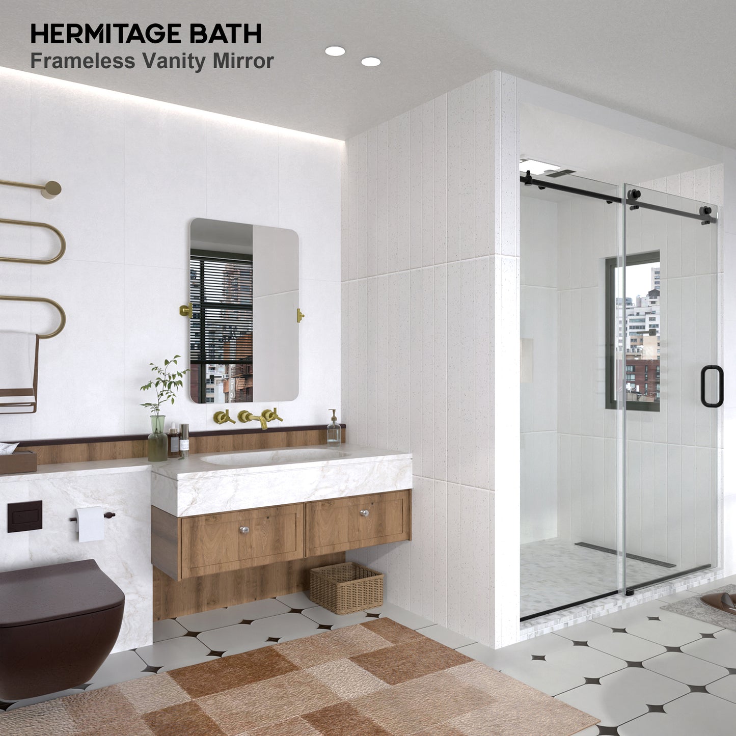 Yexee 24 in. W x 36 in. H Rectangular Framed Adjustable Tilt Wall-Mounted Bathroom Vanity Mirror 2436GD-11_f0623218-c5cf-4629-96e2-31a3bff6458f