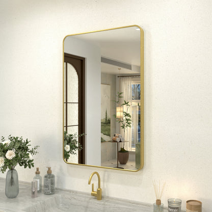 Zyphi 24 in. W x 36 in. H Rectangular Framed Wall Bathroom Vanity Mirror in Gun Grey