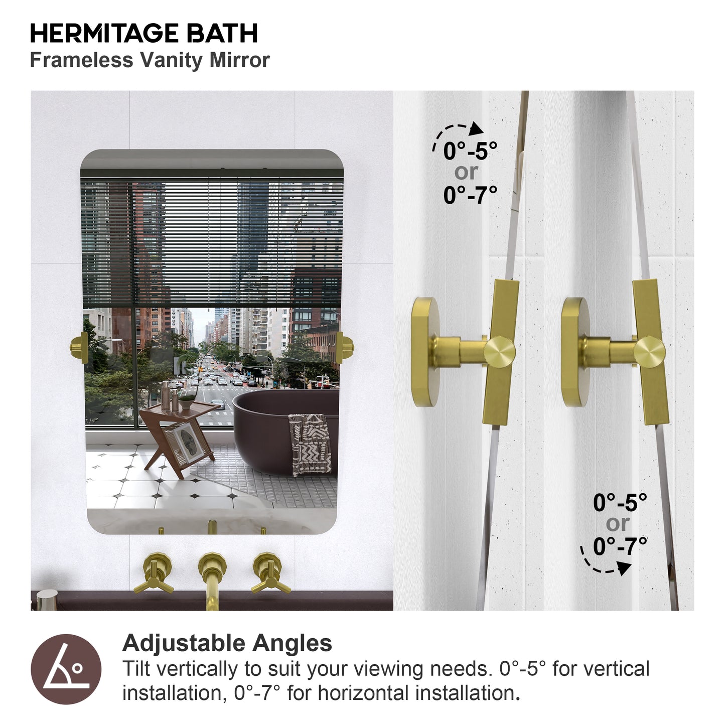 Yexee 24 in. W x 36 in. H Rectangular Framed Adjustable Tilt Wall-Mounted Bathroom Vanity Mirror 2436GD-5_edccbea5-1933-433b-8f1c-af16da07e2b8