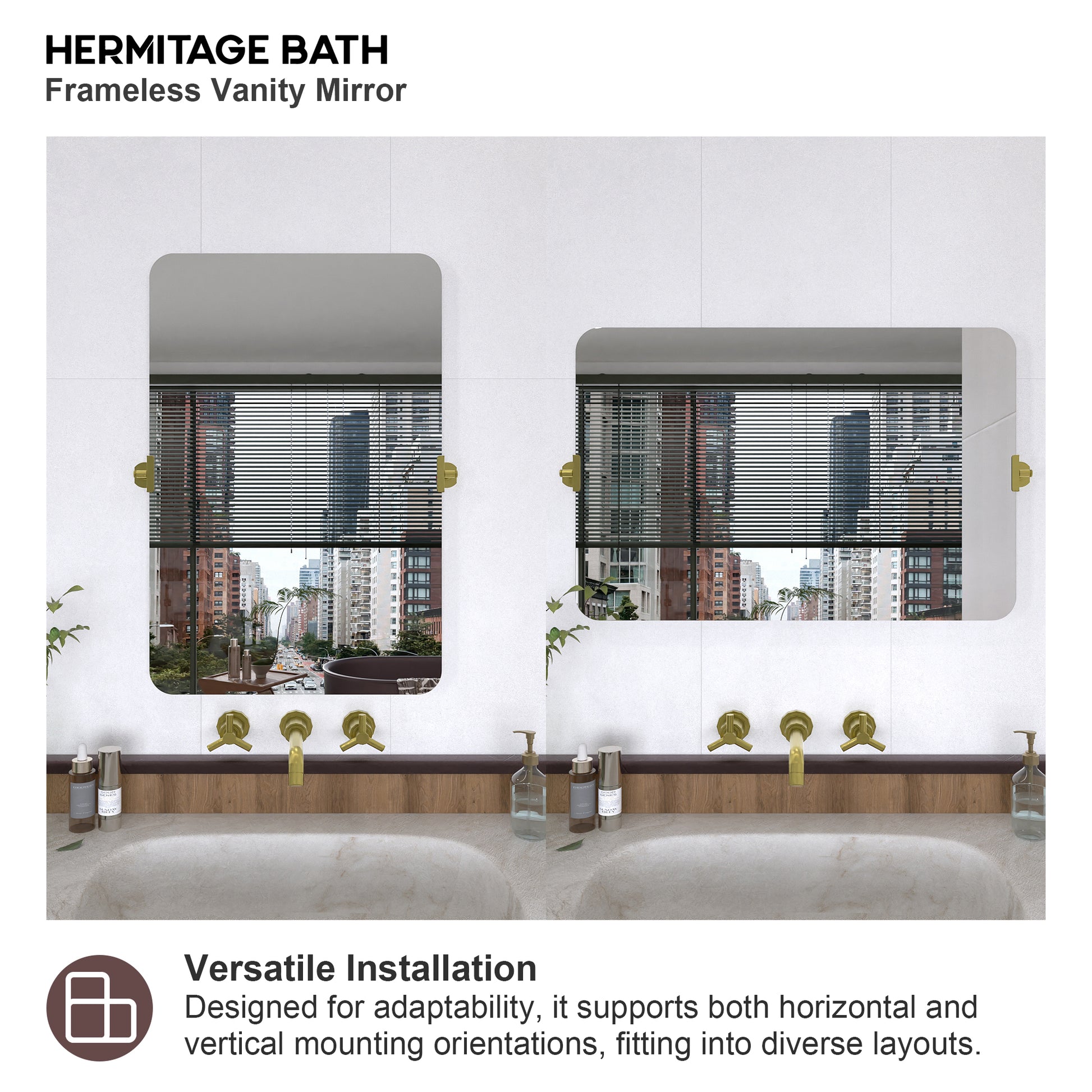 Yexee 24 in. W x 36 in. H Rectangular Framed Adjustable Tilt Wall-Mounted Bathroom Vanity Mirror 2436GD-8_3f0099d9-ec2b-4e76-9d71-bc6924840c60