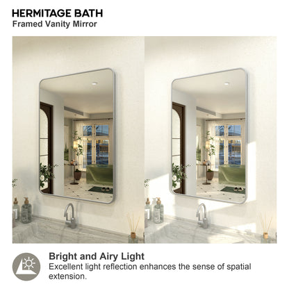 Zyphi 24 in. W x 36 in. H Rectangular Framed Wall Bathroom Vanity Mirror in Gun Grey