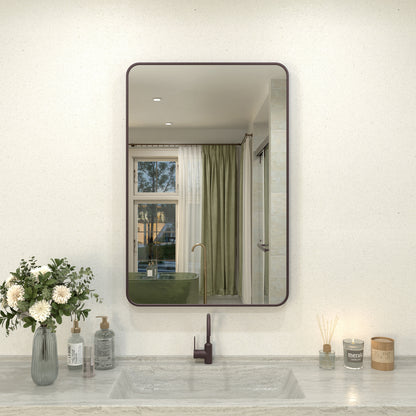 Zyphi 24 in. W x 36 in. H Rectangular Framed Wall Bathroom Vanity Mirror in Gun Grey