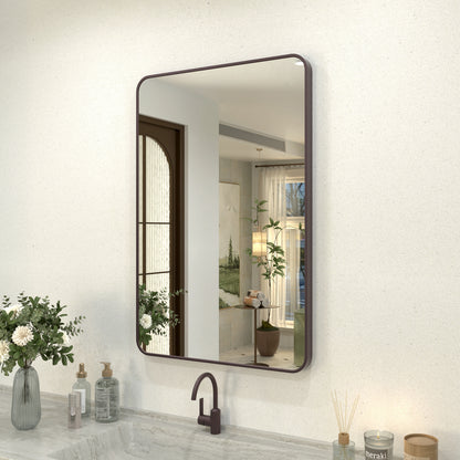 Zyphi 24 in. W x 36 in. H Rectangular Framed Wall Bathroom Vanity Mirror in Gun Grey