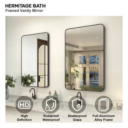 Zyphi 24 in. W x 36 in. H Rectangular Framed Wall Bathroom Vanity Mirror in Gun Grey