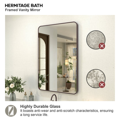 Zyphi 24 in. W x 36 in. H Rectangular Framed Wall Bathroom Vanity Mirror in Gun Grey
