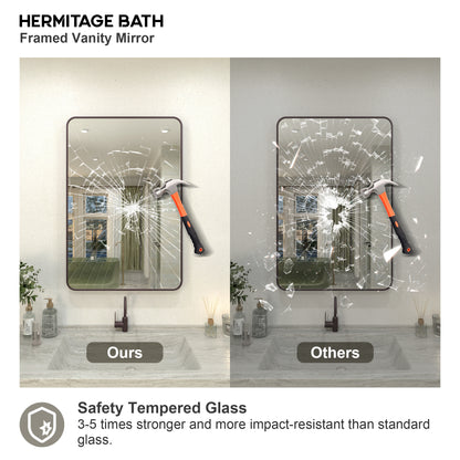 Zyphi 24 in. W x 36 in. H Rectangular Framed Wall Bathroom Vanity Mirror in Gun Grey