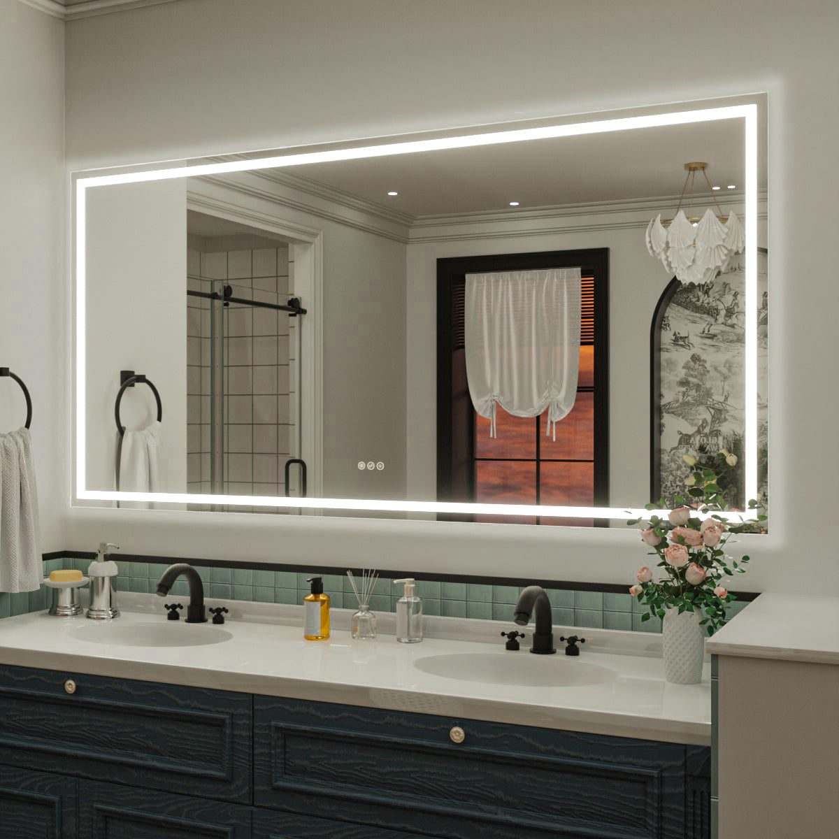 Nivorix NRMD Series Rectangular Frameless LED Wall Bathroom Vanity Mirror with Sleek Silver Finish 2_00c8f0ca-972c-4b1e-bb6a-b54a490eaf74