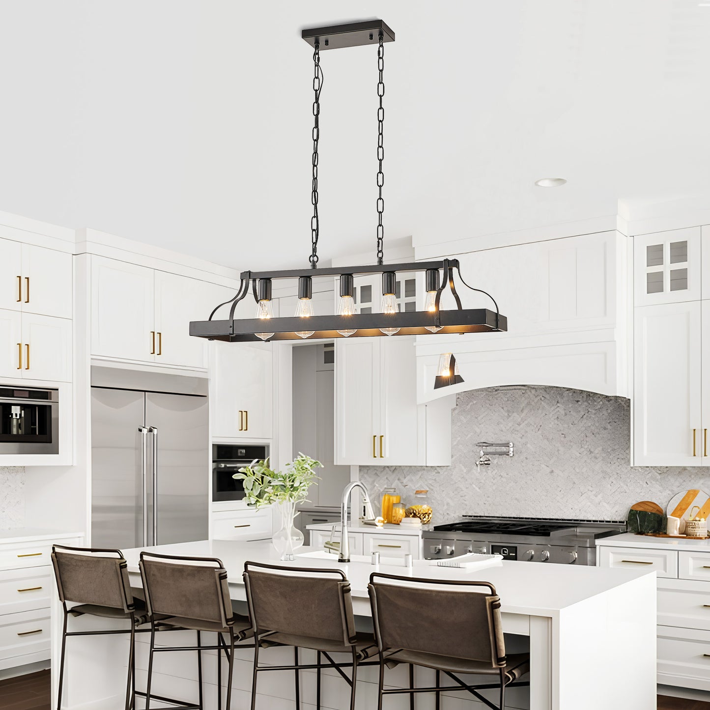 Taimei Olla 34 in. 5-Light Modern Farmhouse Chandelier Light