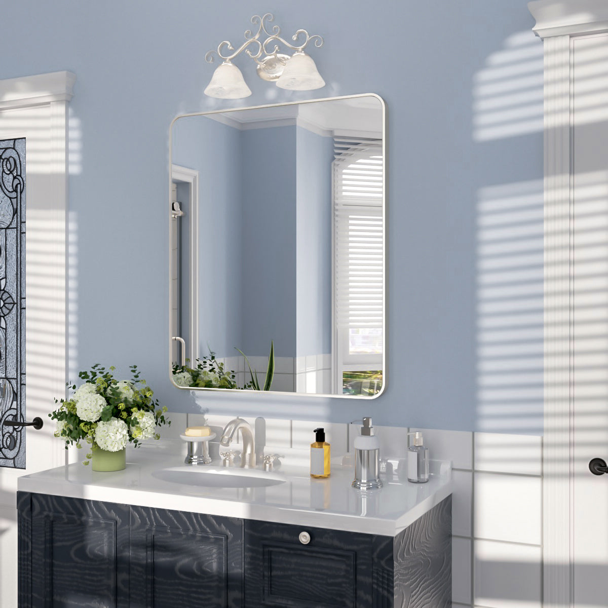 Nivorix NRSM Series Tempered Glass Brushed Nickel Rectangular Framed Wall Bathroom Vanity Mirror 2_0659452f-79f2-4875-9ed0-585efe74163c