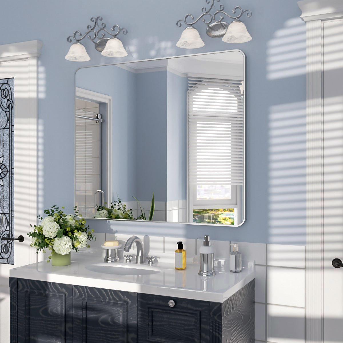 Nivorix NRSM Series Tempered Glass Brushed Nickel Rectangular Framed Wall Bathroom Vanity Mirror 2_0e833ff3-860c-4512-b3f9-596deb0a14a9