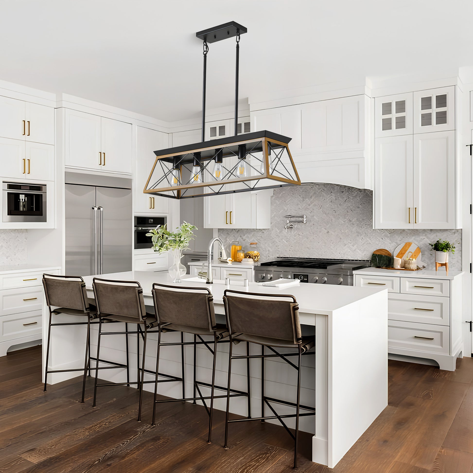 Taimei Vesper 16 in. 4-Light & Rustica 5-Light Farmhouse Industrial Chandelier Light 2_0ee423c3-22da-472b-a5ed-d25b13c96b2c