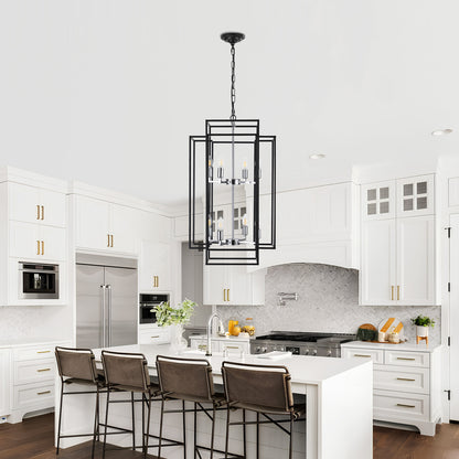 Taimei Astrale 18 in. Modern 8-Light Black Geometric Chandelier