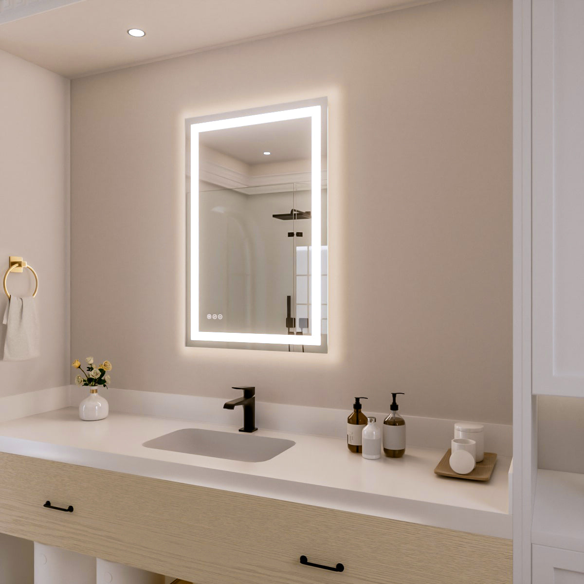 Nivorix NRPL Series Rectangular Frameless LED Wall Bathroom Vanity Mirror with Sleek Silver Finish 2_15961f71-4249-4179-b16b-1b0f54b26245