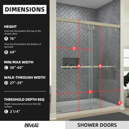 Niveal Koln 60 in. W x 72 in. H Sliding Semi-Frameless Shower Door with Clear Glass 2_19202620-0a6f-48db-8ec3-ce4429922338