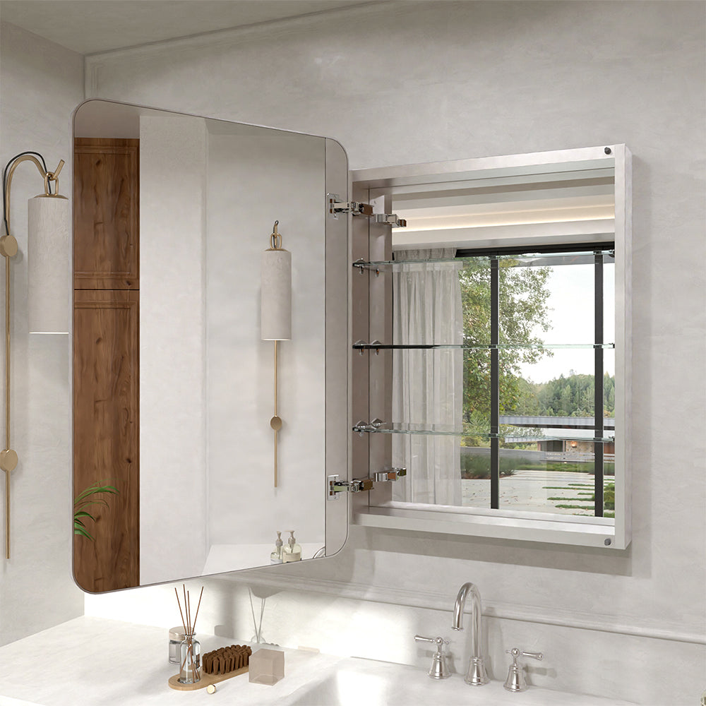 Verve Frameless Recessed or Surface-Mount Rectangular Aluminum Medicine Cabinet with Mirror in Brushed Nickel 2_19fc7e93-425f-46a2-87f1-21a405403c87