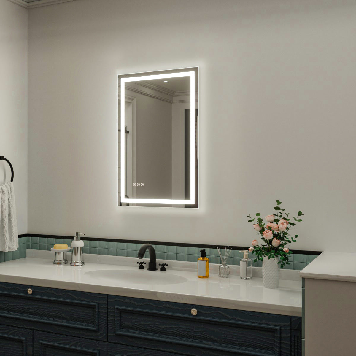 Nivorix NRMD Series Rectangular Frameless LED Wall Bathroom Vanity Mirror with Sleek Silver Finish 2_19ff6330-50d4-479e-b9cd-d7e5795a4a93