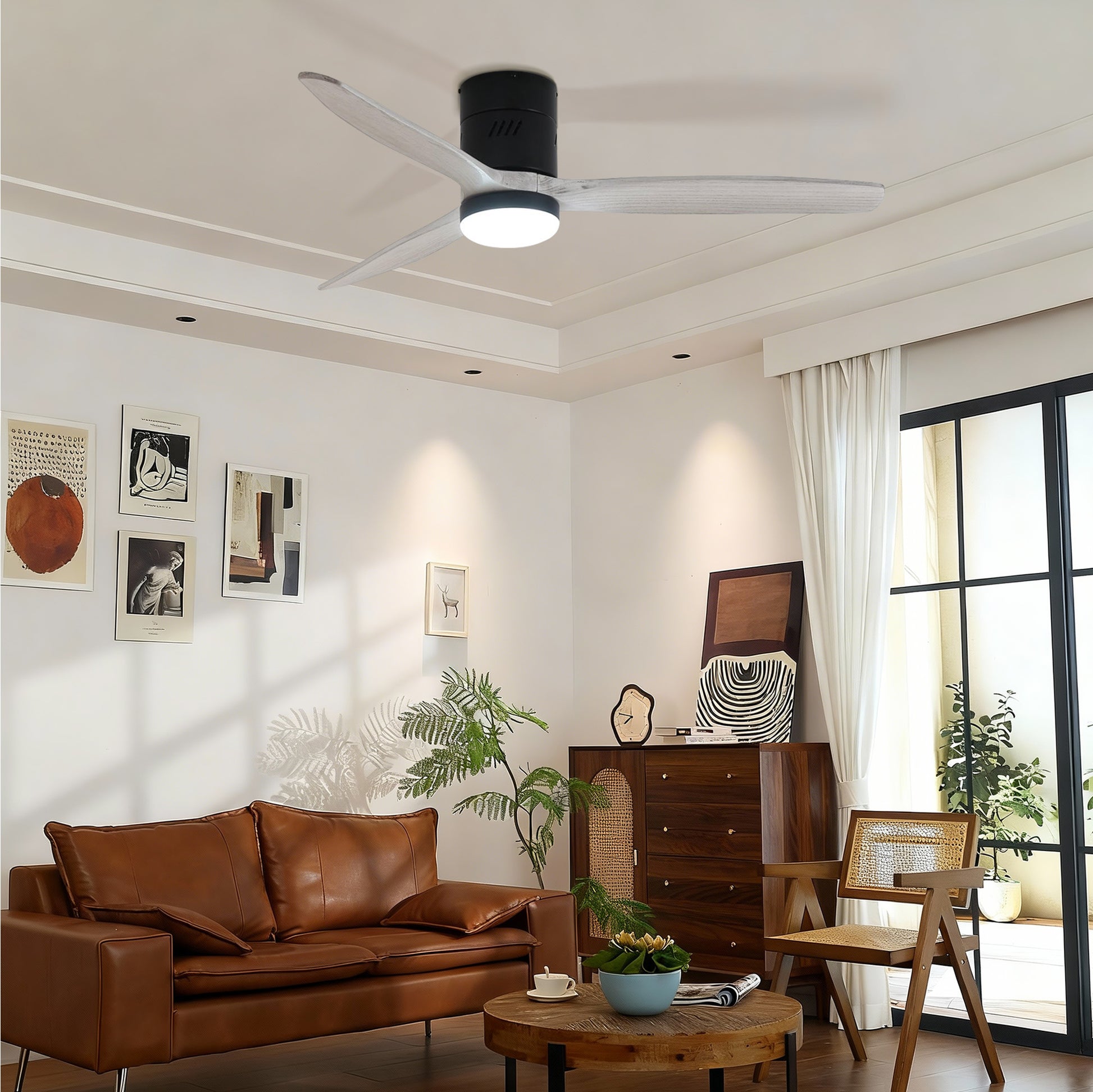 Taimei Ryme 52 in. Flush Mount Ceiling Fan with Light and Remote, DC Motor, Reversible 2_212ea04d-d701-4481-bda2-e4d1d5eec3fa