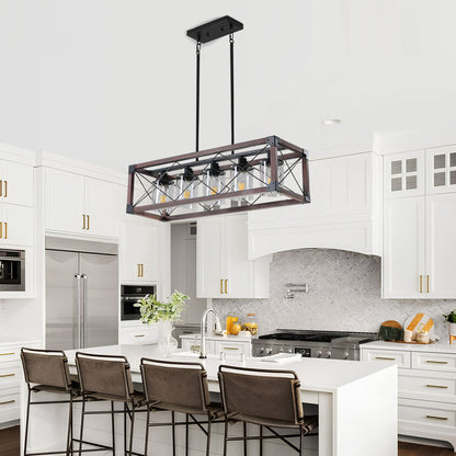 Taimei Fioris 32 in. 5-Light Industrial Farmhouse Rectangle Pendant Light With Lampshades 2_295decb4-dd74-43d5-afeb-c839db2a3bc8