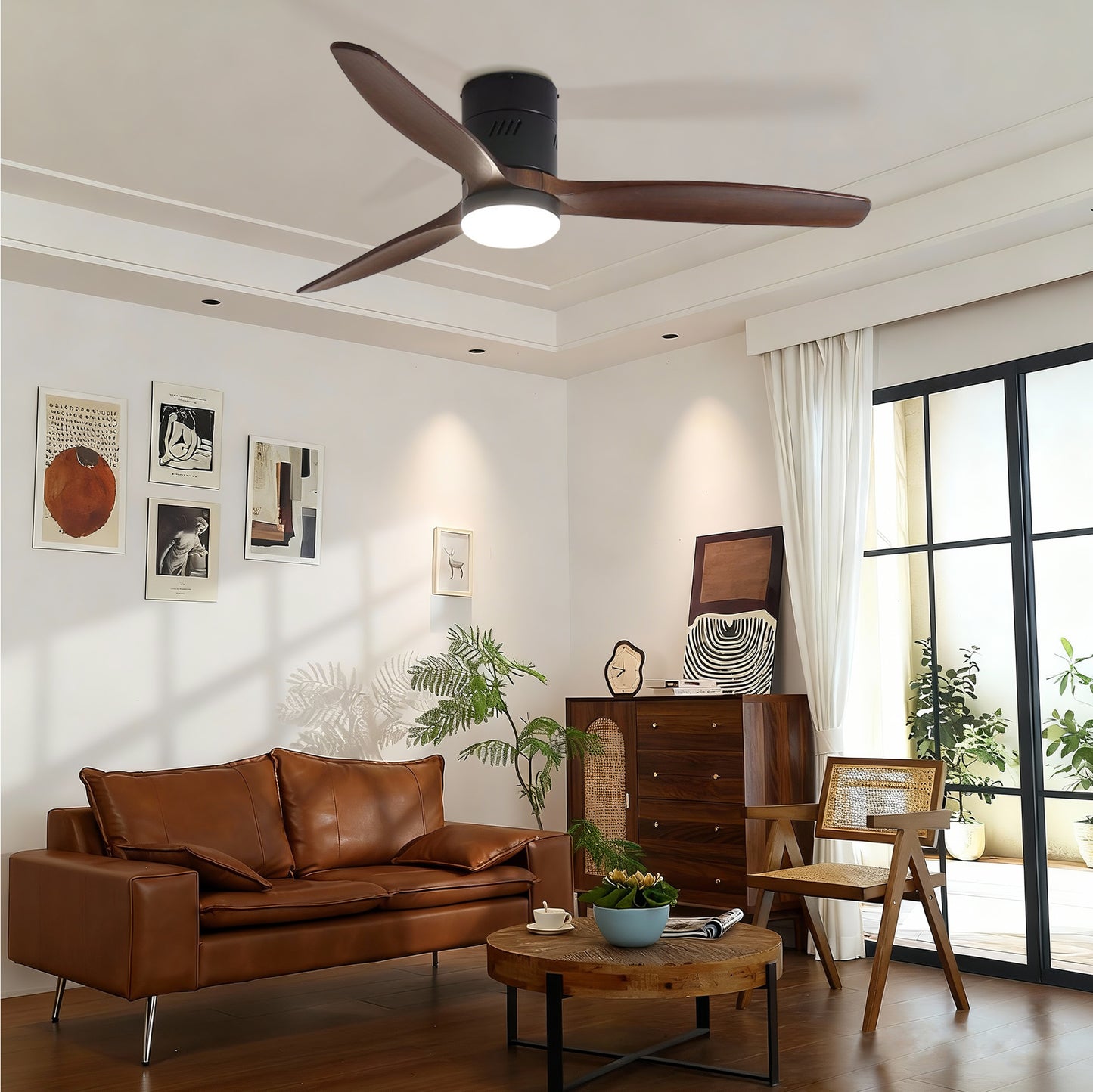 Taimei Ryme 52 in. Flush Mount Ceiling Fan with Light and Remote, DC Motor, Reversible 2_2c99f672-7f64-4769-8d6a-c4e9f5f139f4