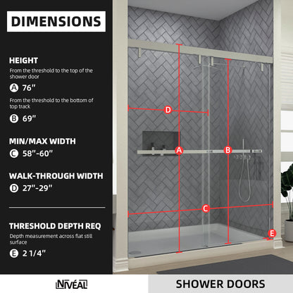 Niveal Koln 60 in. W x 72 in. H Sliding Semi-Frameless Shower Door with Clear Glass 2_2ead8b89-2823-4511-8edd-daede4aaba8a