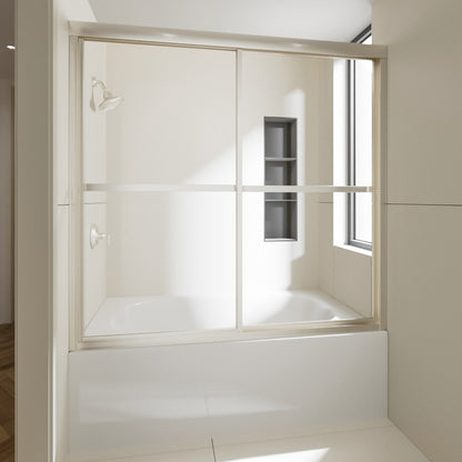 Nivorix Cleo 59 in. W x 56 in. H Sliding Framed Tub Door with Clear Tempered Glass