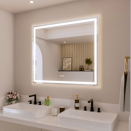 Nivorix NRMV Series Rectangular Frameless LED Wall Bathroom Vanity Mirror with Sleek Silver Finish 2_31597d7f-c9c0-4c85-b332-81045b1a556e