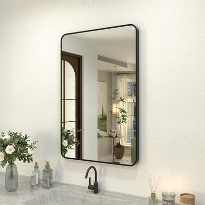 Zyphi 24 in. W x 36 in. H Rectangular Framed Wall Bathroom Vanity Mirror in Gun Grey
