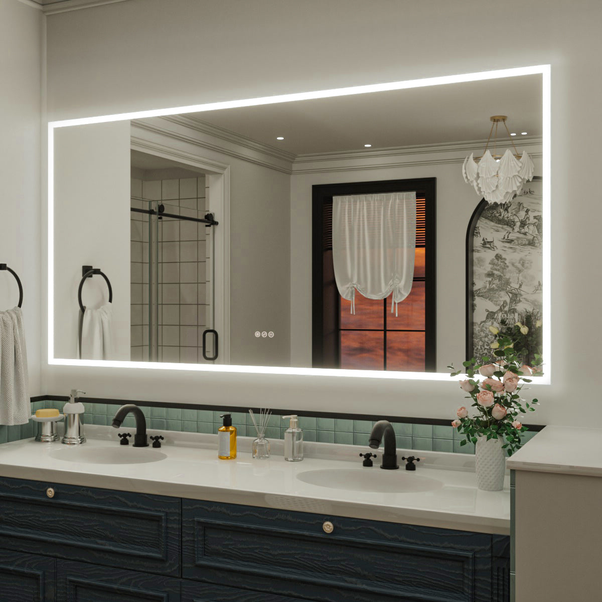 Nivorix NRMC Series Rectangular Frameless LED Wall Bathroom Vanity Mirror in Sleek Silver Finish 2_3acc0cb7-b263-4161-a0da-54a45987f4a7