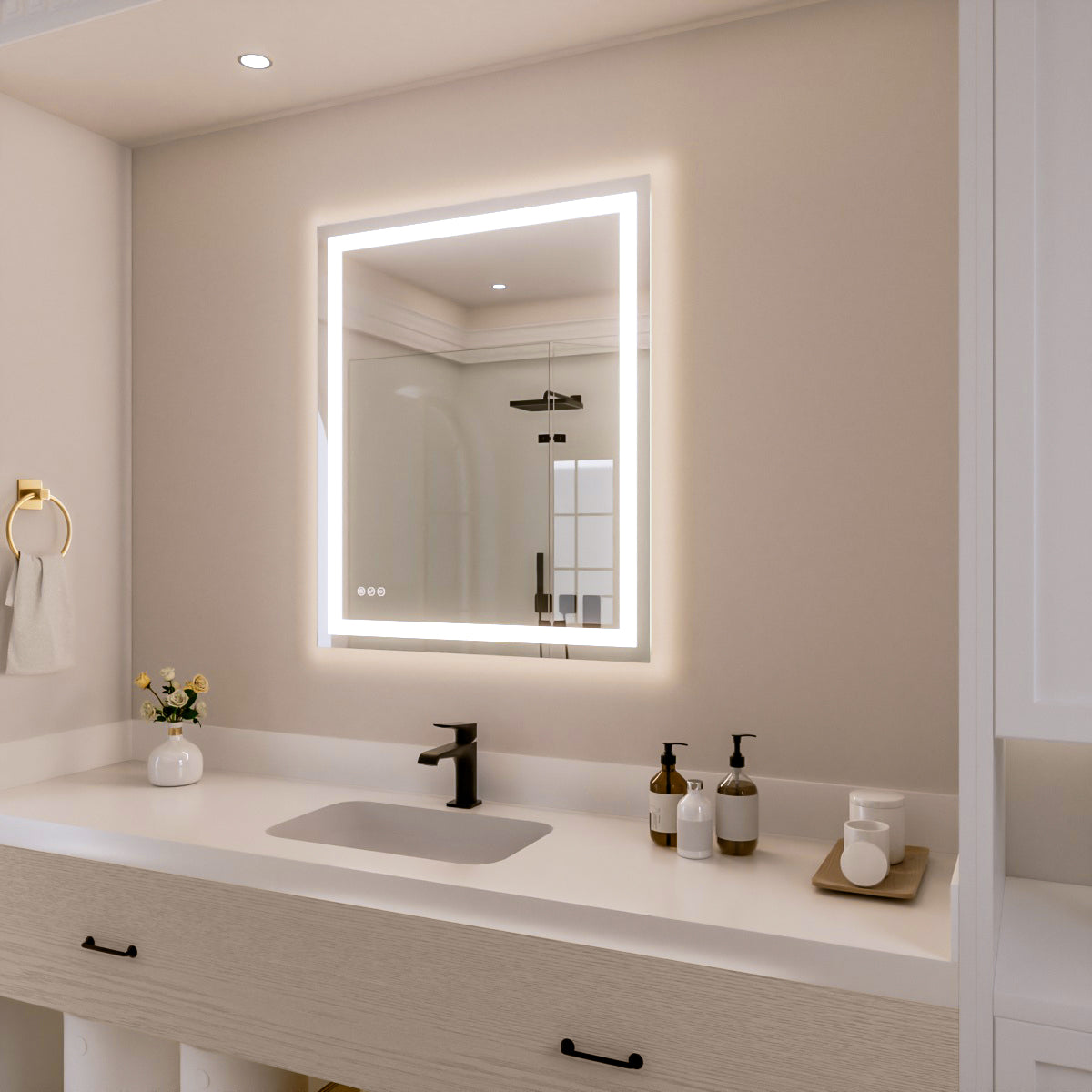 Nivorix NRPL Series Rectangular Frameless LED Wall Bathroom Vanity Mirror with Sleek Silver Finish 2_4060889d-449b-40cc-b9ec-c559ccbb8f2e