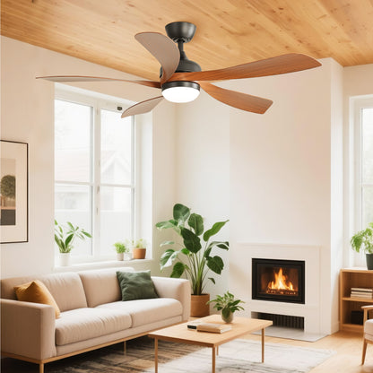 Taimei Sleek 52 in. Ceiling Fan - 5 Precision ABS Blades with Soft LED Light and Whisper-Quiet 6-Speed Remote Control Matte Black & Walnut 2_40ba8b24-aeeb-4248-b06c-391e0d5877b8