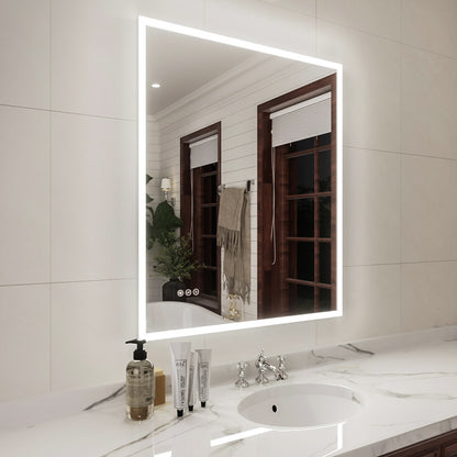 Niveal LMC Series Rectangular Frameless LED Wall Bathroom Vanity Mirror in Silver
