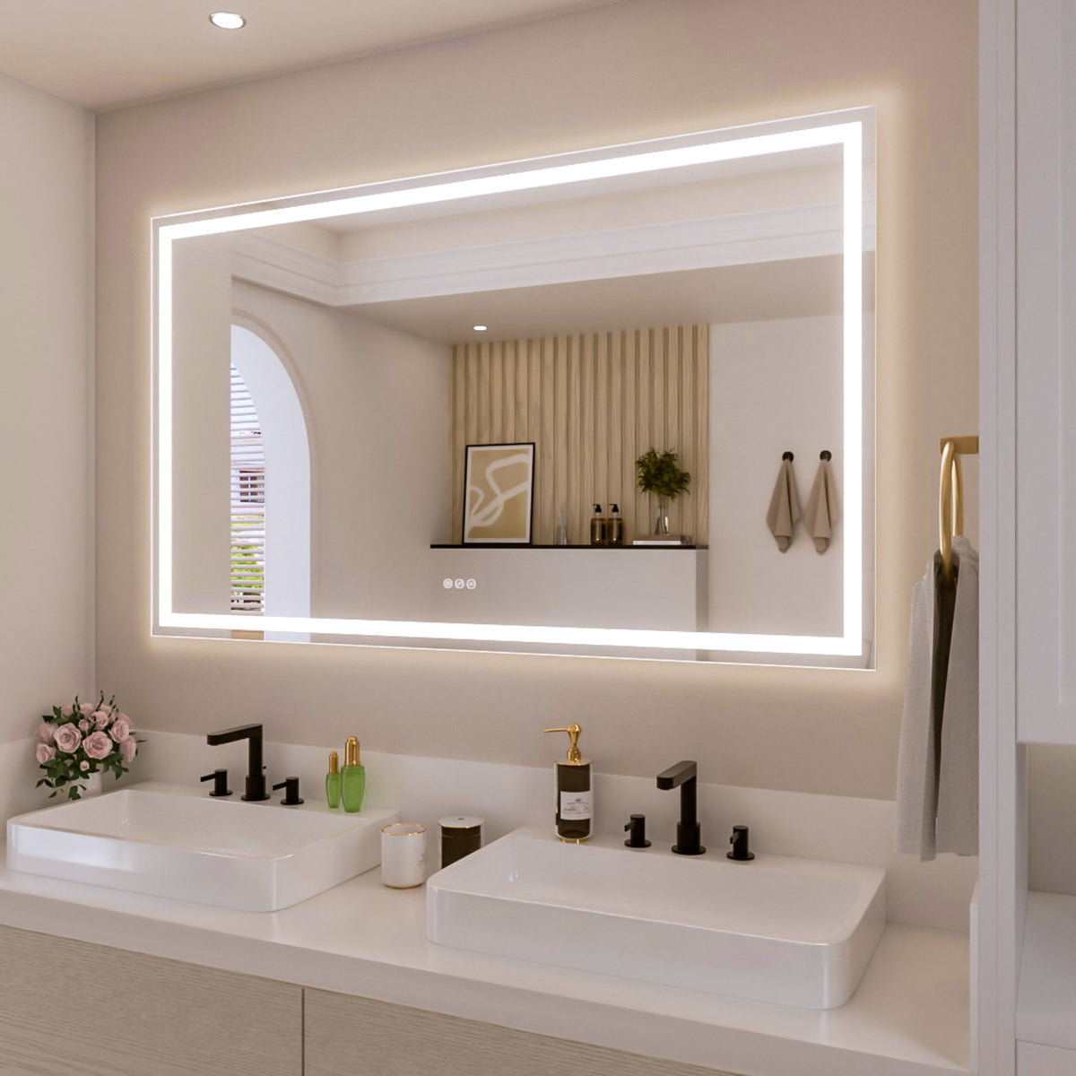 Nivorix NRMV Series Rectangular Frameless LED Wall Bathroom Vanity Mirror with Sleek Silver Finish 2_4724223d-63e3-4713-b8f6-147b856e99fd