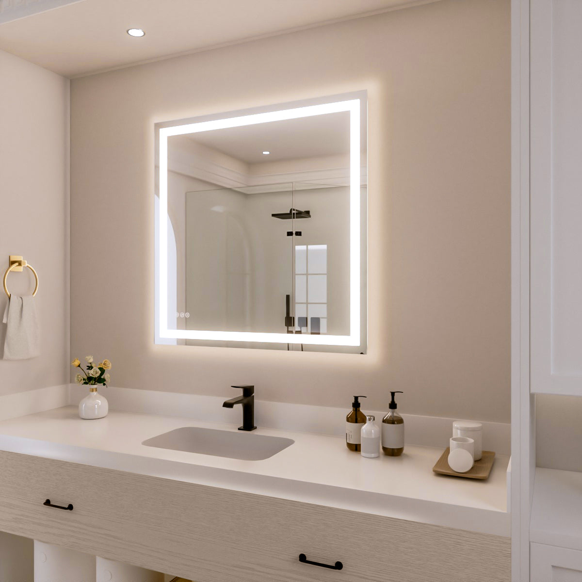 Nivorix NRPL Series Rectangular Frameless LED Wall Bathroom Vanity Mirror with Sleek Silver Finish 2_4951fbea-2e65-412b-9b94-770859ca9c55