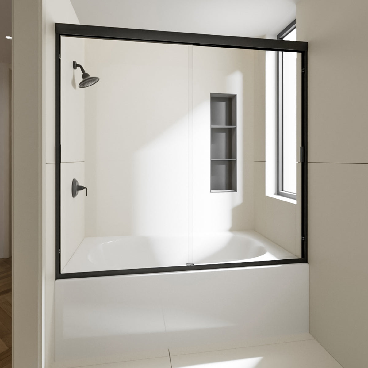 Nivorix Apex 60 in. W x 56 in. H Sliding Semi-Frameless Tub Door with Clear Glass 2_4f8a8bfb-8642-4214-9bb1-63b63e3a4dfa