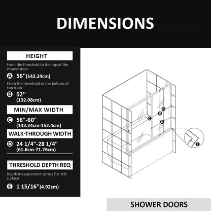 Niveal Ruhr 60 in. W x 56 in. H Sliding Semi Frameless Tub Door with Clear Glass 2_50fdbf53-3e0b-4195-b377-be2105a504c5