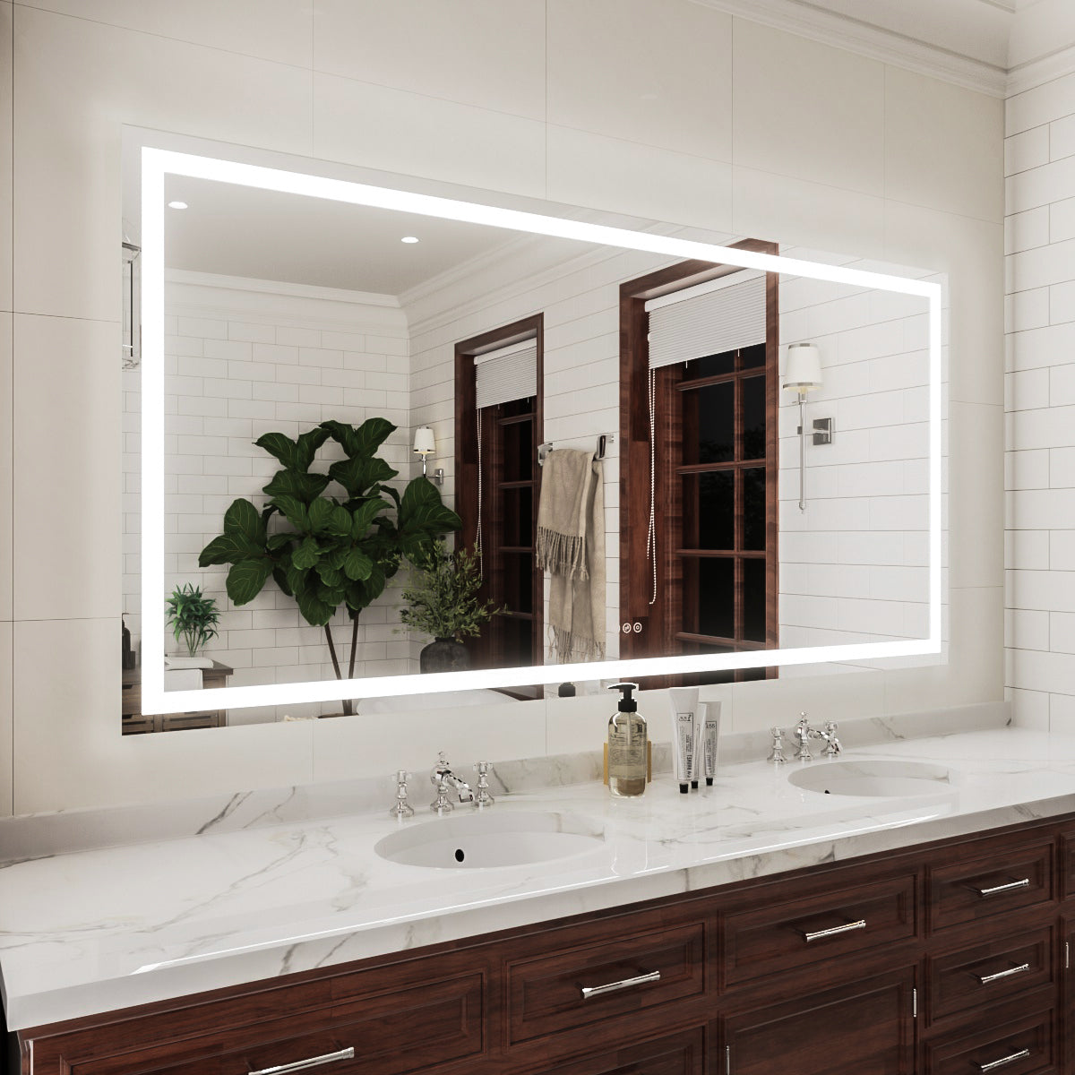Niveal LMP Series Rectangular Frameless LED Wall Bathroom Vanity Mirror in Silver 2_52634b2c-d624-4434-b948-6f05fe71159e