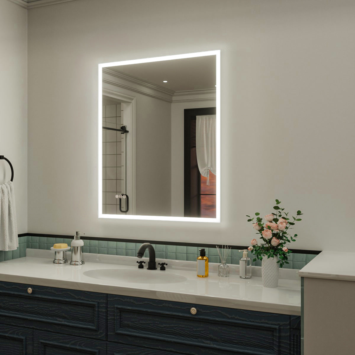 Nivorix NRMC Series Rectangular Frameless LED Wall Bathroom Vanity Mirror in Sleek Silver Finish 2_54f61f94-576a-4744-a236-6c946b55dde3