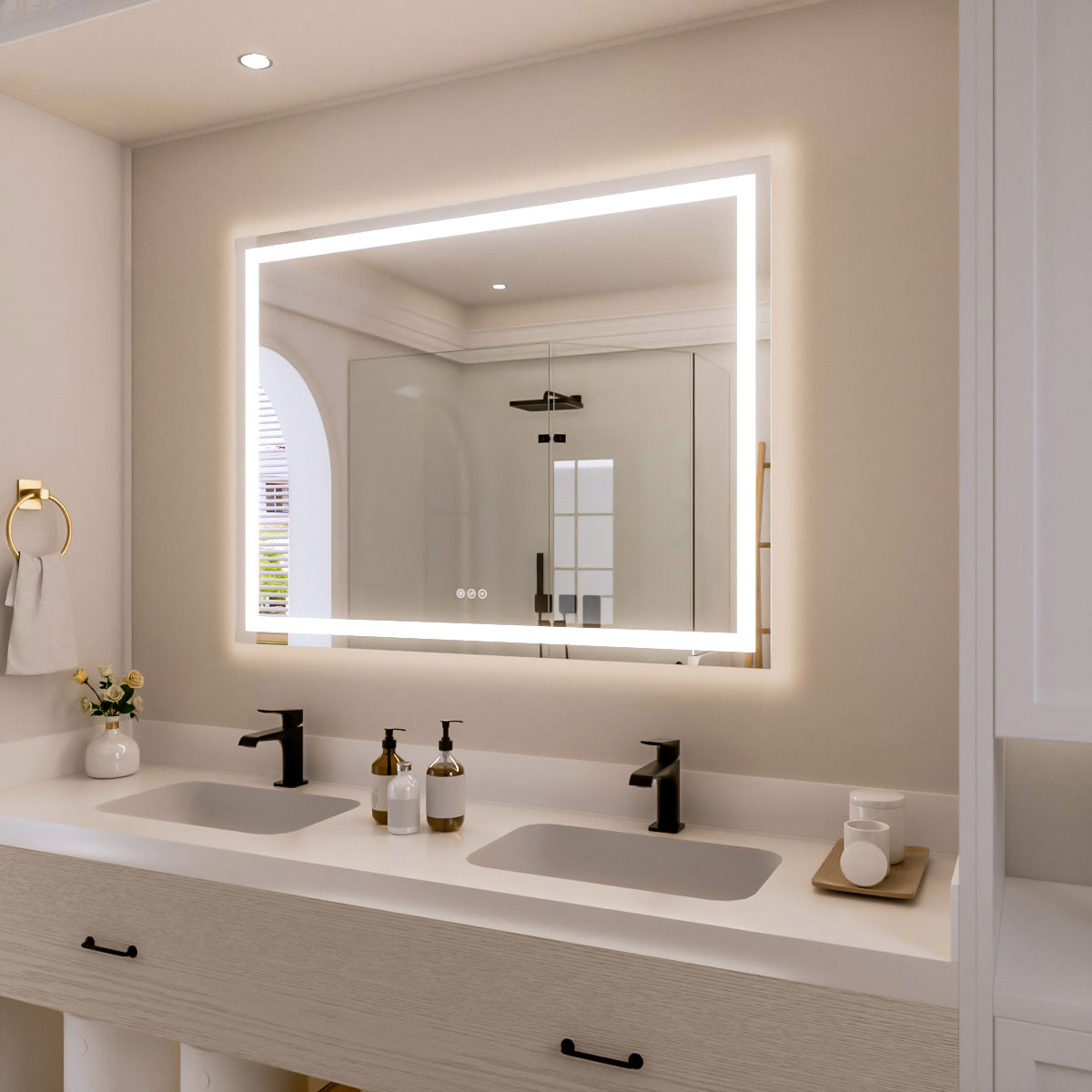 Nivorix NRPL Series Rectangular Frameless LED Wall Bathroom Vanity Mirror with Sleek Silver Finish 2_5d1bd80a-420f-4b11-bb53-50d590c415a1