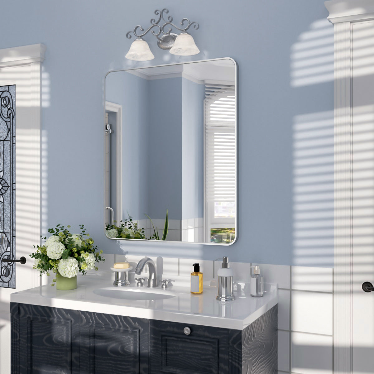 Nivorix NRSM Series Tempered Glass Brushed Nickel Rectangular Framed Wall Bathroom Vanity Mirror 2_5dfaf8bf-681c-4769-87df-2d37487692d0