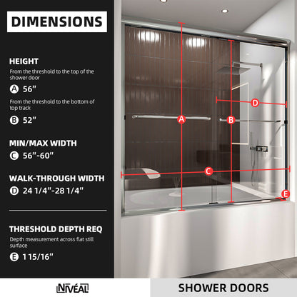 Niveal Victory 56 in. H x 60 in. W Sliding Semi-Frameless Tub Door with Clear Glass 2_679afbeb-79ba-4826-ba67-6ff7aeccd80b